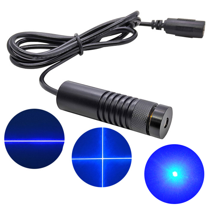 450nm 30mW~100mW Blue Laser Module Dot/Line/Crosshair Focus Adjustable Φ16X60mm